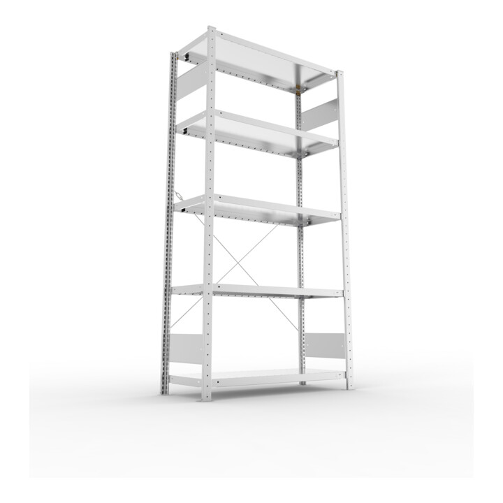 META S3 CLIP230 Grundregal 2000x1000x400 mm in verzinkt mit 5 Böden, 230 kg Traglast je Boden