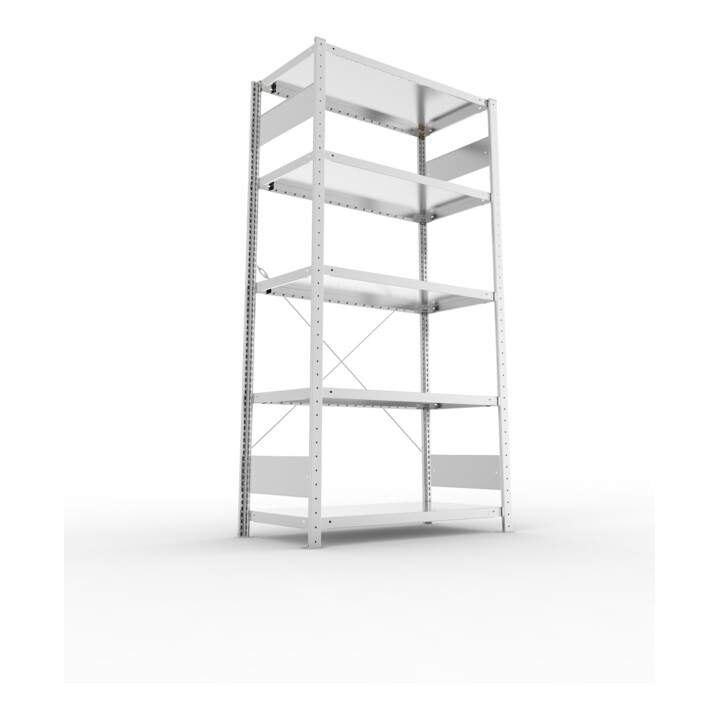 META S3 CLIP230 Grundregal 2000x1000x500 mm in verzinkt mit 5 Böden, 230 kg Traglast je Boden