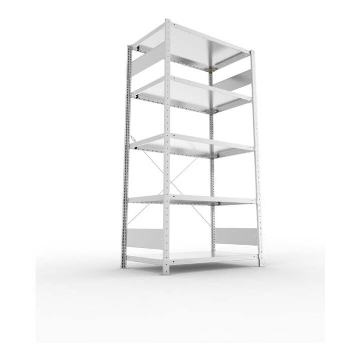 META S3 CLIP230 Grundregal 2000x1000x600 mm in verzinkt mit 5 Böden, 230 kg Traglast je Boden