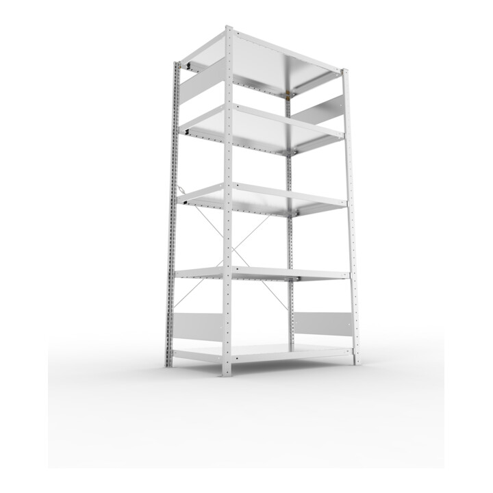META S3 CLIP230 Grundregal 2000x1000x600 mm in verzinkt mit 5 Böden, 230 kg Traglast je Boden
