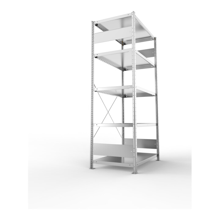 META S3 CLIP230 Grundregal 2000x1000x600 mm in verzinkt mit 5 Böden, 230 kg Traglast je Boden