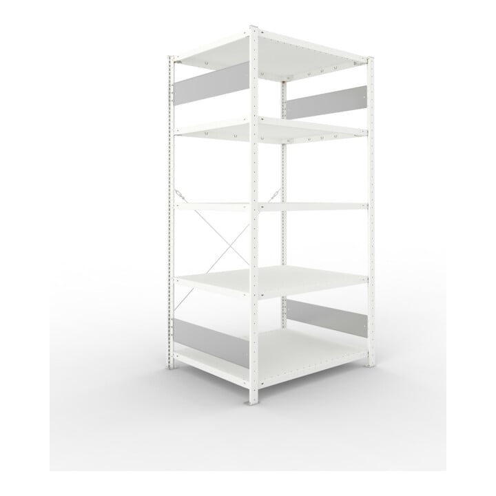 Set S3 CLIP 230 Anbauregal 2000x1000x800 mm in RAL 7035 mit 5 Böden + Fachboden MS 230 CLIP 1000x800 mm grau + S3 CLIP 230 Grundregal 2000x1000x800 mm in RAL 7035 mit 5 Böden