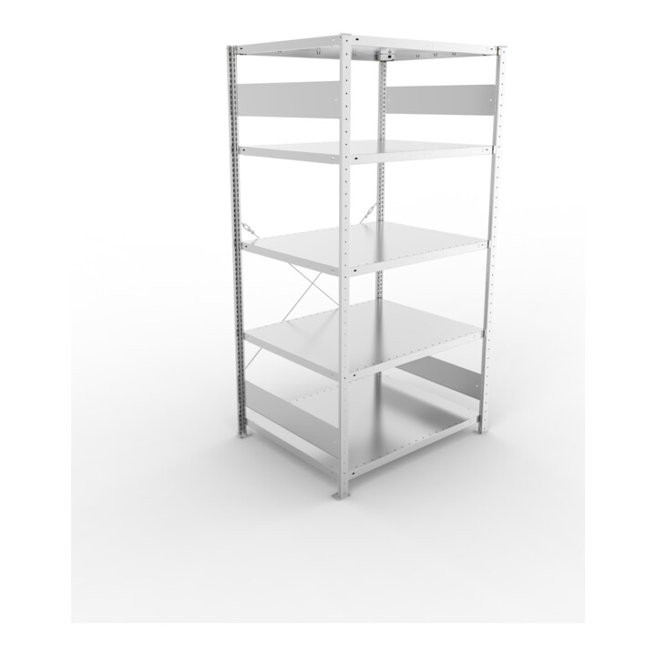 META S3 CLIP230 Grundregal 2000x1000x800 mm in verzinkt mit 5 Böden, 230 kg Traglast je Boden