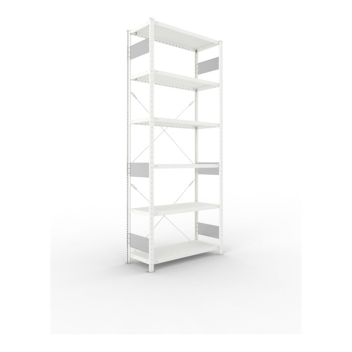 Set S3 CLIP 230 Anbauregal 2500x1000x400 mm in RAL 7035 mit 6 Böden + Fachboden MS 230 CLIP 1000x400 mm grau + S3 CLIP 230 Grundregal 2500x1000x400 mm in RAL 7035 mit 6 Böden