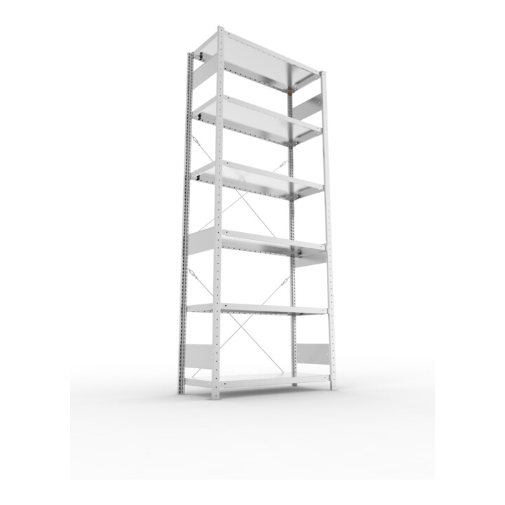 META S3 CLIP230 Grundregal 2500x1000x400 mm in verzinkt mit 6 Böden, 230 kg Traglast je Boden