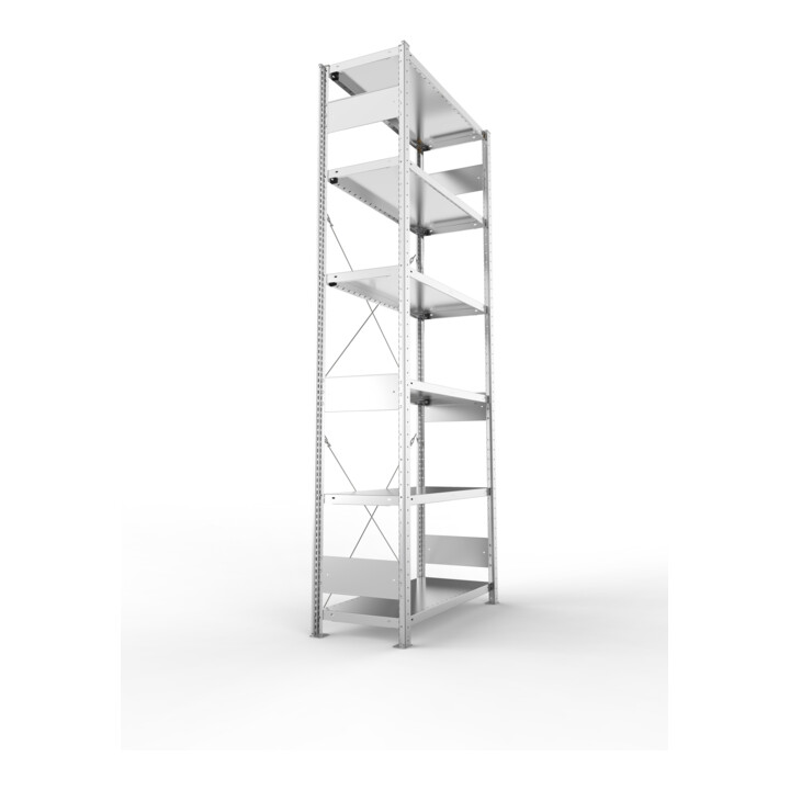 META S3 CLIP230 Grundregal 2500x1000x400 mm in verzinkt mit 6 Böden, 230 kg Traglast je Boden