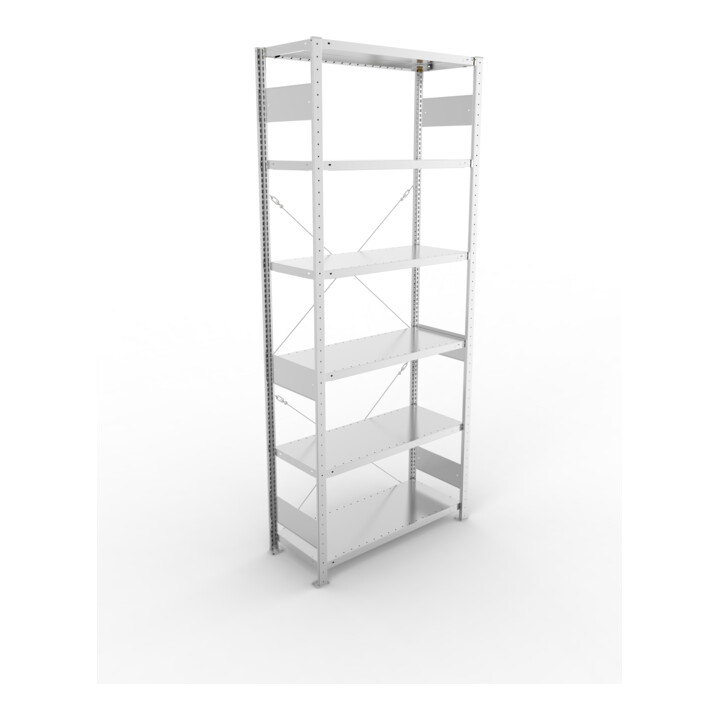 META S3 CLIP230 Grundregal 2500x1000x400 mm in verzinkt mit 6 Böden, 230 kg Traglast je Boden
