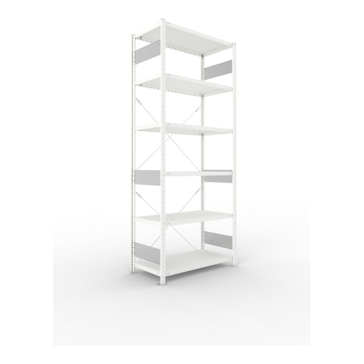 Set S3 CLIP 230 Anbauregal 2500x1000x500 mm in RAL 7035 mit 6 Böden + Fachboden MS 230 CLIP 1000x500 mm grau + S3 CLIP 230 Grundregal 2500x1000x500 mm in RAL 7035 mit 6 Böden
