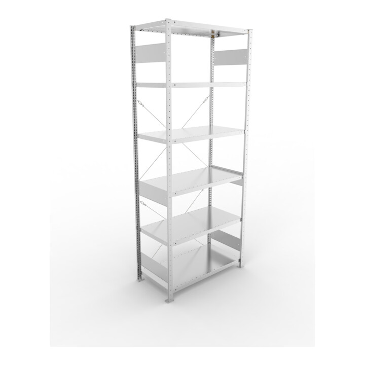 META S3 CLIP230 Grundregal 2500x1000x500 mm in verzinkt mit 6 Böden, 230 kg Traglast je Boden