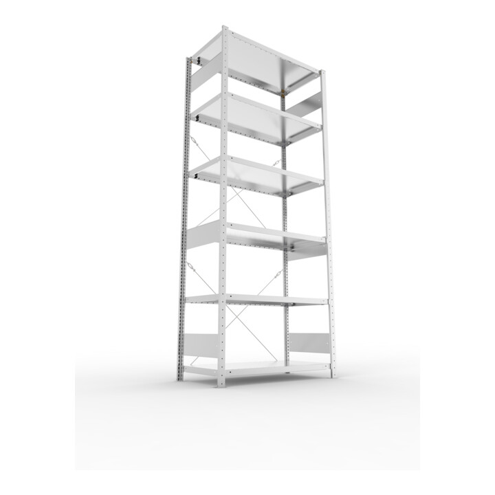 META S3 CLIP230 Grundregal 2500x1000x500 mm in verzinkt mit 6 Böden, 230 kg Traglast je Boden