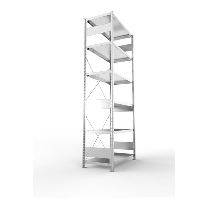 META S3 CLIP230 Grundregal 2500x1000x500 mm in verzinkt mit 6 Böden, 230 kg Traglast je Boden