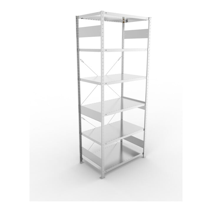 META S3 CLIP230 Grundregal 2500x1000x600 mm in verzinkt mit 6 Böden, 230 kg Traglast je Boden
