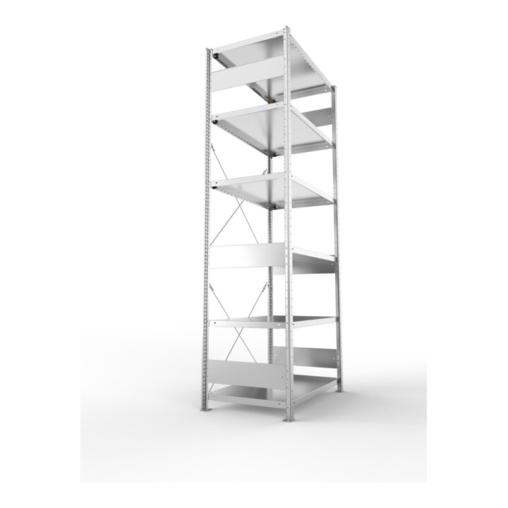 META S3 CLIP230 Grundregal 2500x1000x600 mm in verzinkt mit 6 Böden, 230 kg Traglast je Boden
