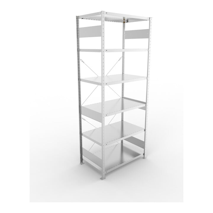 META S3 CLIP230 Grundregal 2500x1000x600 mm in verzinkt mit 6 Böden, 230 kg Traglast je Boden