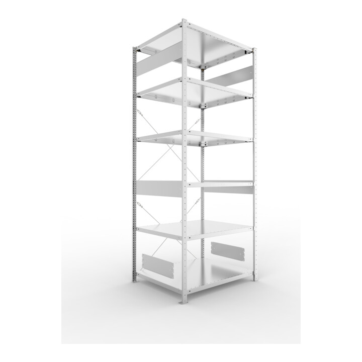 Set S3 CLIP 230 Anbauregal 2500x1000x800 mm in verzinkt mit 6 Böden + S3 CLIP 230 Grundregal 2500x1000x800 mm in verzinkt mit 6 Böden + Fachboden MS 230 CLIP 1000x800 mm verz.