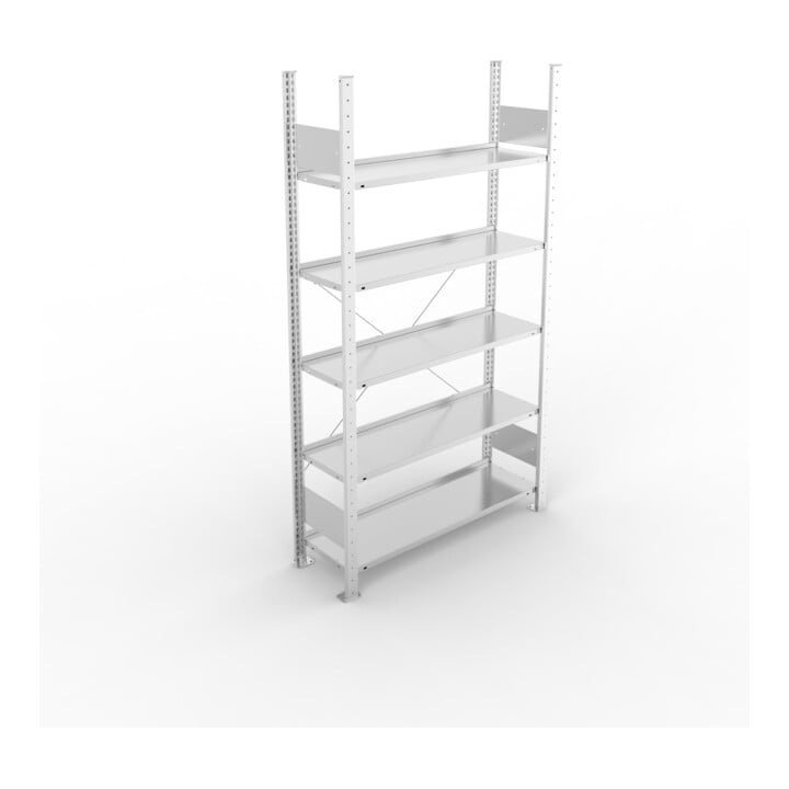 META S3 COMPACT Büroregal 1850x1000x300 mm (HxBxT), mit 5 Böden, 80 Kg Fachlast, verzinkt
