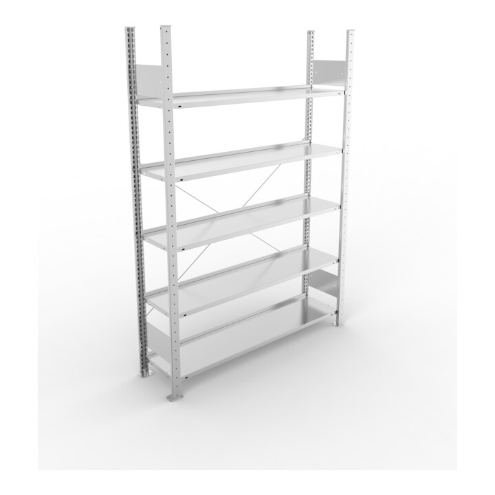 META S3 COMPACT Büroregal 1850x1250x300 mm (HxBxT), mit 5 Böden, 80 Kg Fachlast, verzinkt