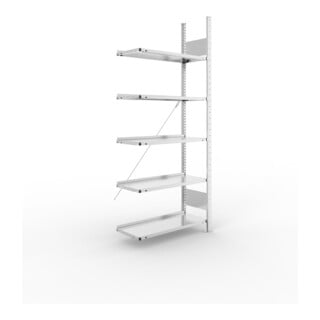 META S3 COMPACT Büroregal 1850x750x300 mm (HxBxT), Anbauregal mit 5 Böden, 80 Kg Fachlast, verzinkt