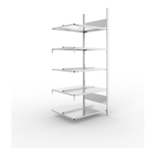 META S3 COMPACT Büroregal 1850x750x600 mm (HxBxT), Anbauregal doppelseitig mit 5 Böden, 80 Kg Fachlast, verzinkt