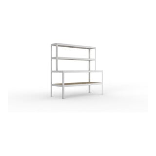 META SPEED-RACK Packtisch mit Ablage 1970/970x2000x400/800 mm, 4 lagerebenen, 400 kg Fachlast, verzinkt