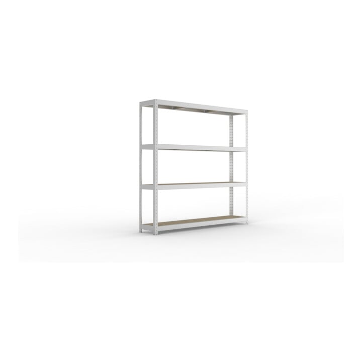 META SPEED-RACK Weitspannregal 1970x2000x400 mm in verzinkt mit 4 Fachebenen und Spanplatten