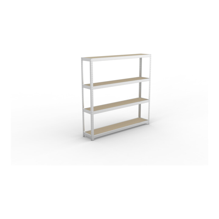 META SPEED-RACK Weitspannregal 1970x2000x400 mm in verzinkt mit 4 Fachebenen und Spanplatten