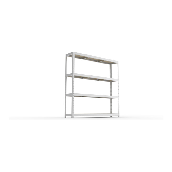 META SPEED-RACK Weitspannregal 1970x2000x400 mm in verzinkt mit 4 Fachebenen und Spanplatten