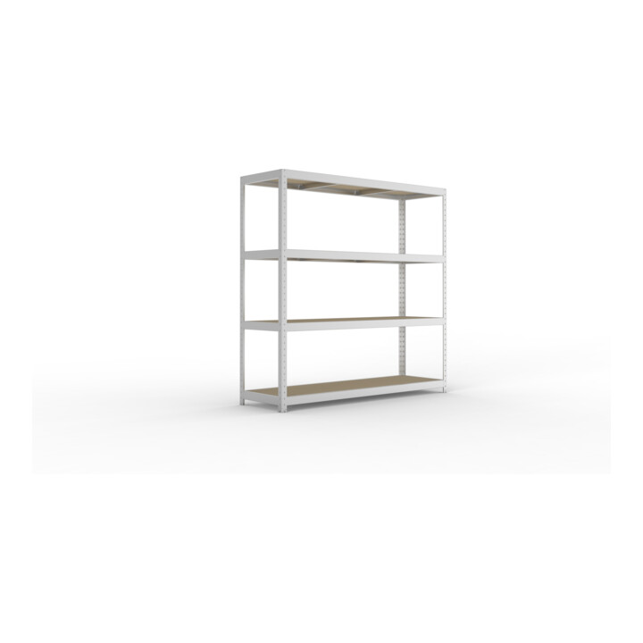 META SPEED-RACK Weitspannregal 1970x2000x600 mm in verzinkt mit 4 Fachebenen mit Spanplatten