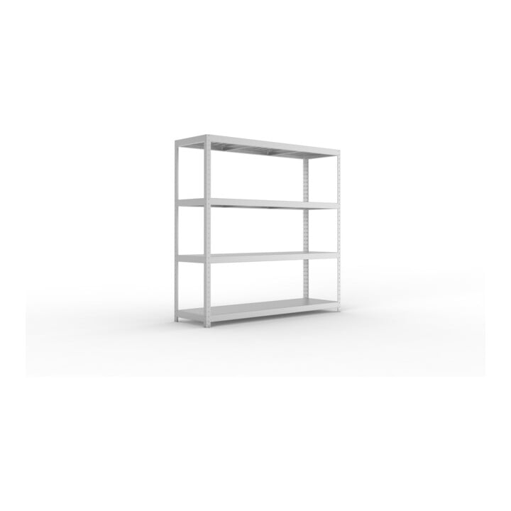 META SPEED-RACK Weitspannregal 1970x2000x600 mm in verzinkt mit 4 Fachebenen und Stahlpaneelen