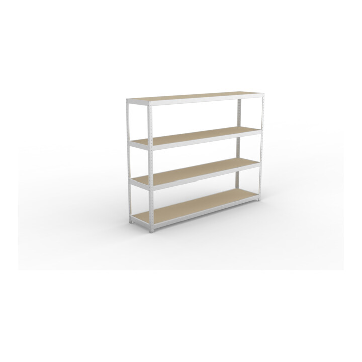 META SPEED-RACK Weitspannregal 1970x2500x600 mm in verzinkt mit 4 Fachebenen und Spanplatten