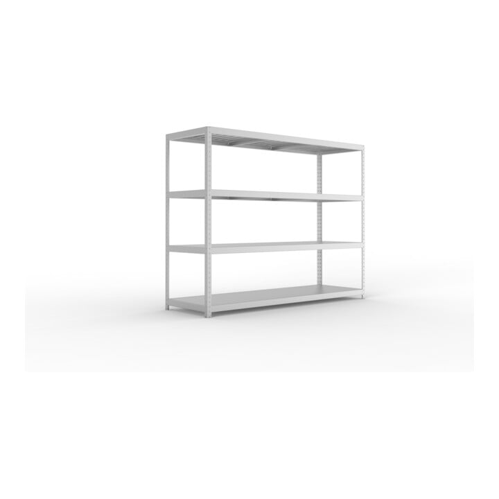 META SPEED-RACK Weitspannregal 1970x2500x800 mm in verzinkt mit 4 Fachebenen und Stahlpaneelen