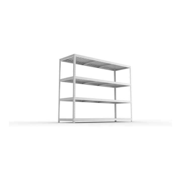 META SPEED-RACK Weitspannregal 1970x2500x800 mm in verzinkt mit 4 Fachebenen und Stahlpaneelen