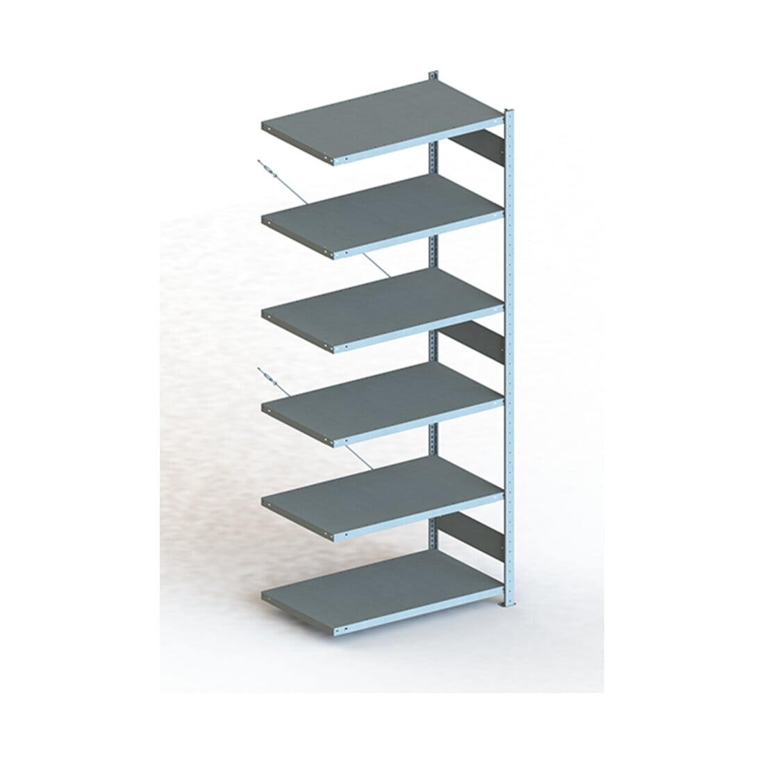 Meta Steckregal Anbauregal CLIP 100 S3 AR 2500 x 1000 x 600 mm 6 Böden, verzinkt zerlegte Rahmen