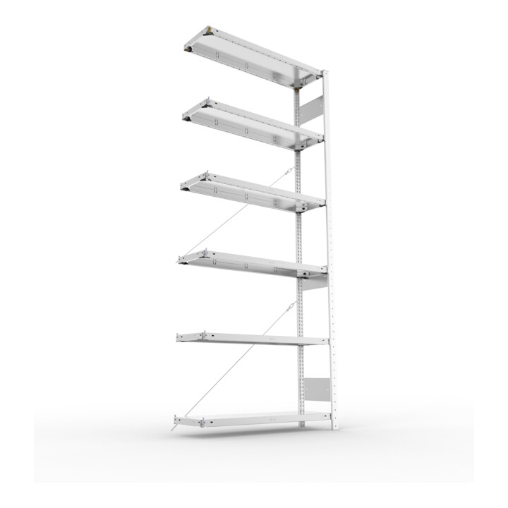 Meta Steckregal Anbauregal CLIP 150 S3 AR 2500 x 1000 x 300 mm 6 Böden, verzinkt zerlegte Rahmen