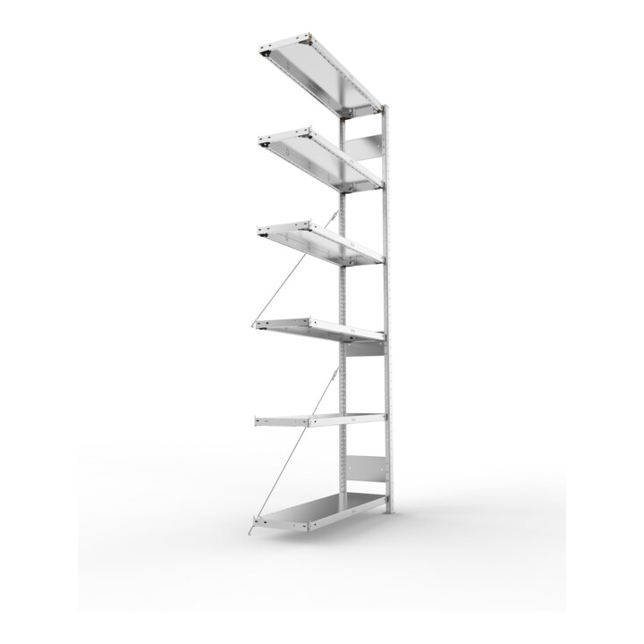 Meta Steckregal Anbauregal CLIP 150 S3 AR 2500 x 1000 x 300 mm 6 Böden, verzinkt zerlegte Rahmen
