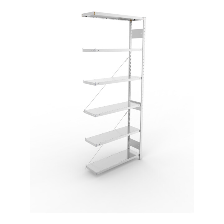 Meta Steckregal Anbauregal CLIP 230 S3 AR 2500 x 1000 x 300 mm 6 Böden, verzinkt zerlegte Rahmen