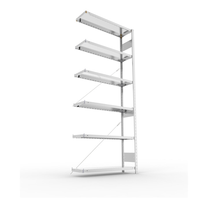 Meta Steckregal Anbauregal CLIP 230 S3 AR 2500 x 1000 x 300 mm 6 Böden, verzinkt zerlegte Rahmen