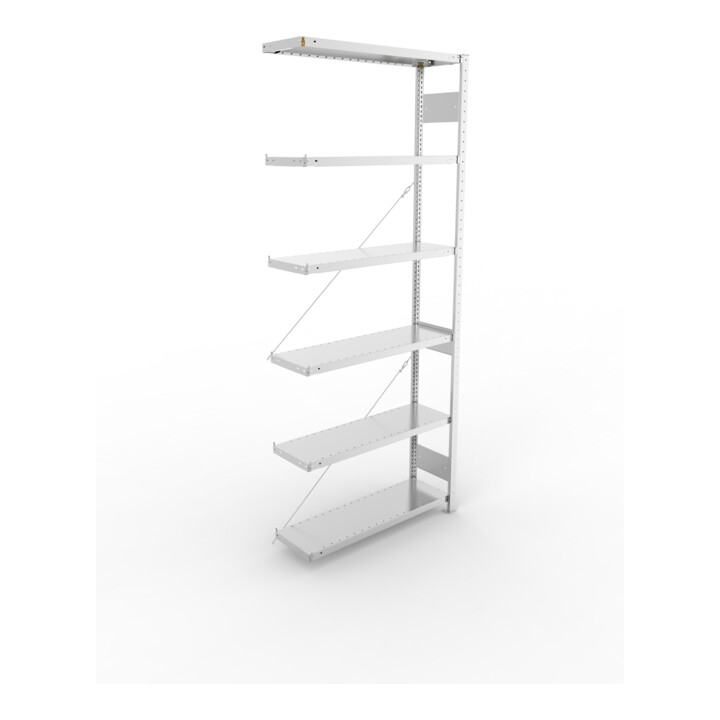 Meta Steckregal Anbauregal CLIP 230 S3 AR 2500 x 1000 x 300 mm 6 Böden, verzinkt zerlegte Rahmen