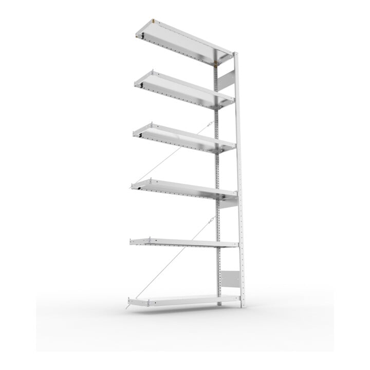 Meta Steckregal Anbauregal CLIP 230 S3 AR 2500 x 1000 x 300 mm 6 Böden, verzinkt zerlegte Rahmen