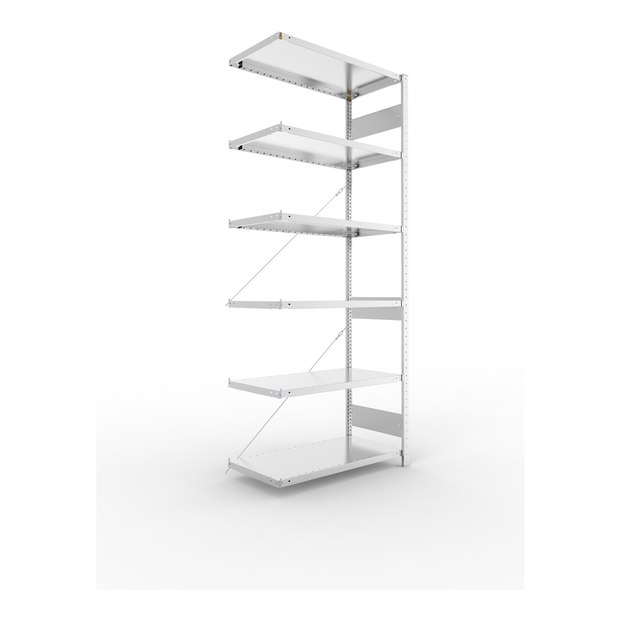 Meta Steckregal Anbauregal CLIP 230 S3 AR 2500 x 1000 x 500 mm 6 Böden, verzinkt zerlegte Rahmen