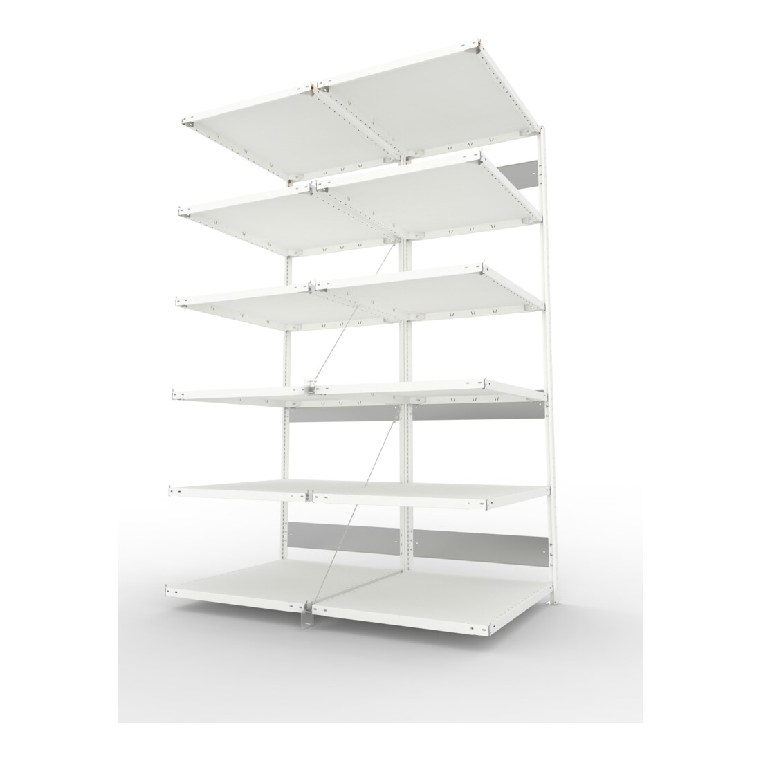Meta Steckregal Anbauregal CLIP 230 S3 DAR 2500 x 1000 x 800 mm 12 Böden, lichtgrau zerlegte Rahmen