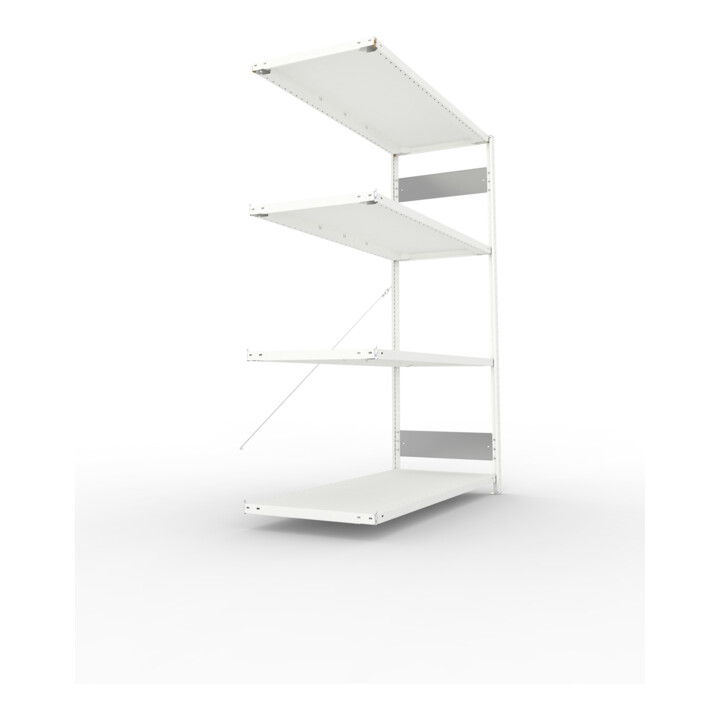 Meta Steckregal Anbauregal S3 CLIP 200 AR 2000 x 1500 x 600 mm lichtgrau + Böden