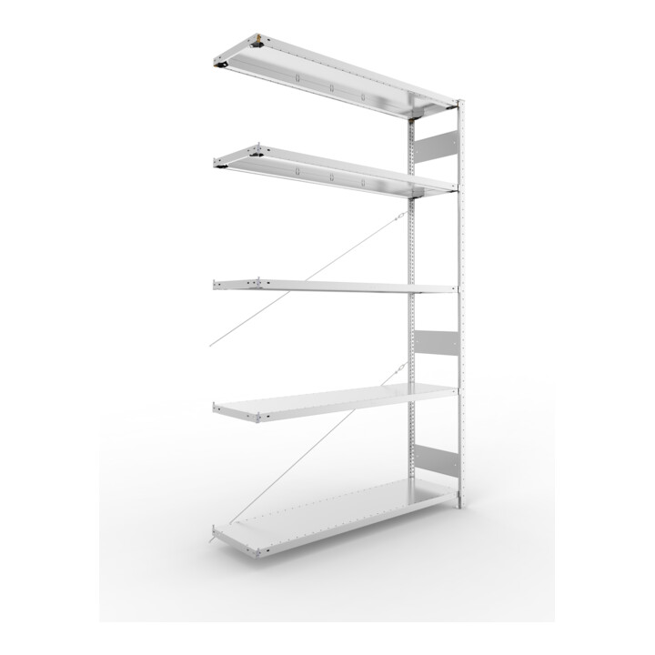Meta Steckregal Anbauregal S3 CLIP 200 AR 2500 x 1500 x 400 mm verzinkt + 5 Böden