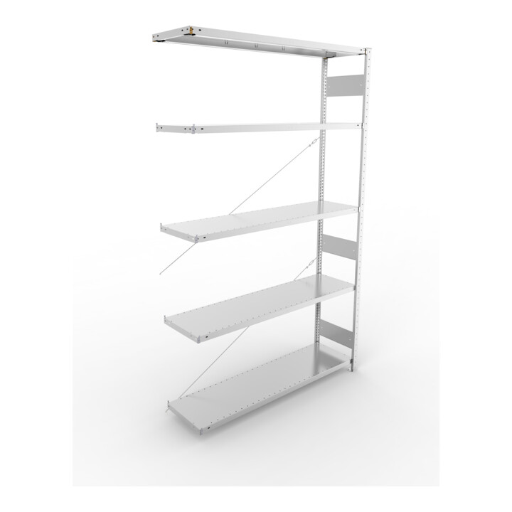 Meta Steckregal Anbauregal S3 CLIP 200 AR 2500 x 1500 x 400 mm verzinkt + 5 Böden