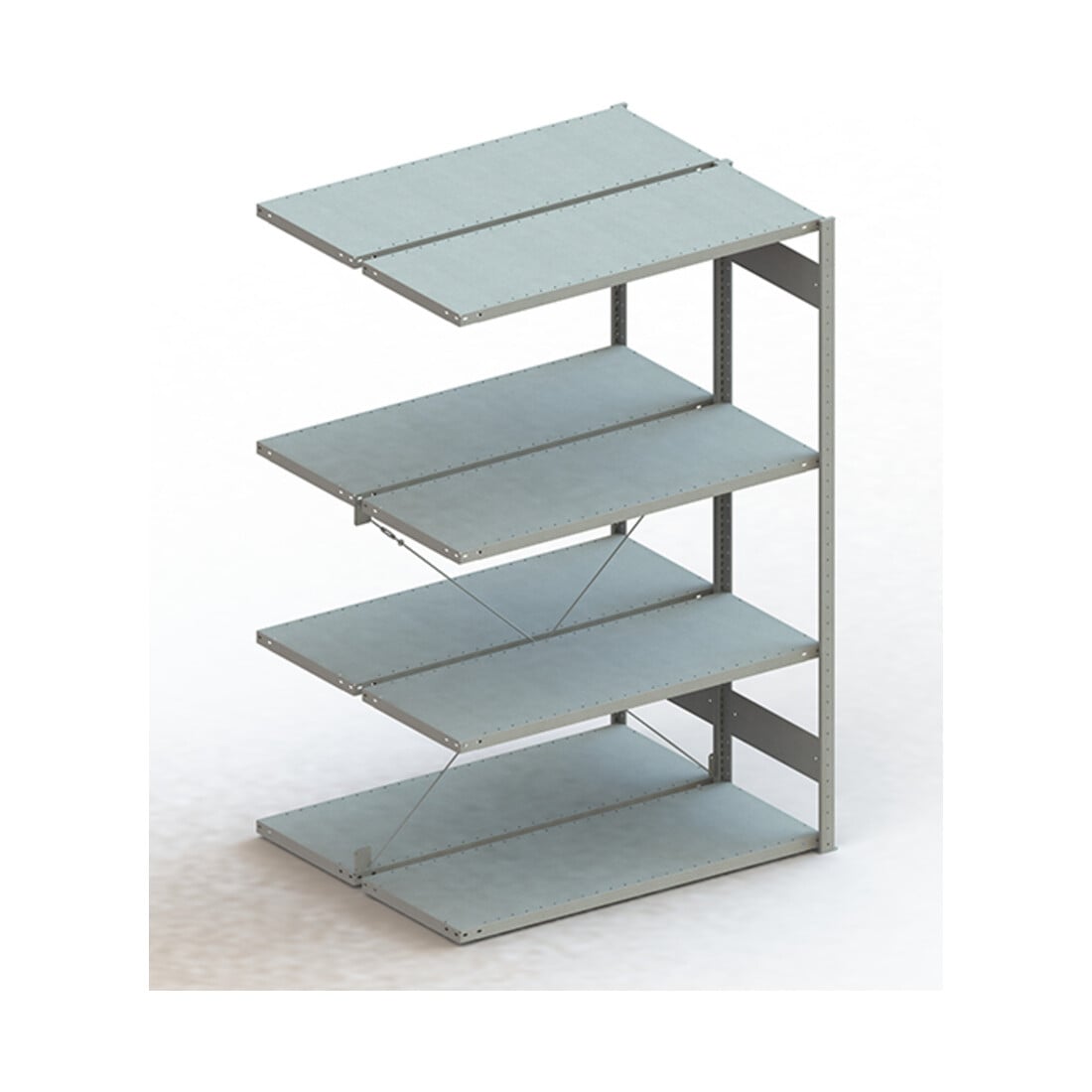 Meta Steckregal Anbauregal S3 CLIP 230 DAR 2000 x 1300 x 500 mm verzinkt + 2 x 4 Böden