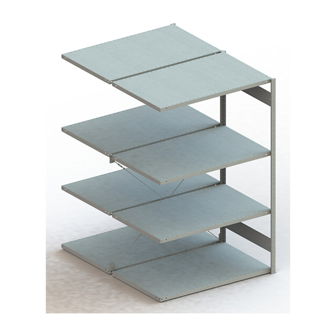 Meta Steckregal Anbauregal S3 CLIP 230 DAR 2000 x 1300 x 800 mm verzinkt + 2 x 4 Böden