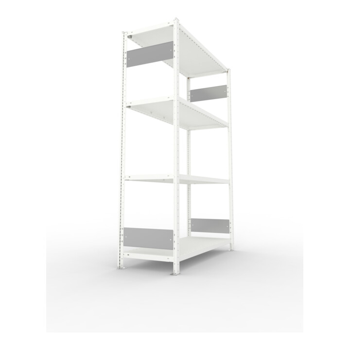 META Steckregal CLIP S3 230 LR 2000 x 1300 x 500 RAL 7035 mit 4 Böden