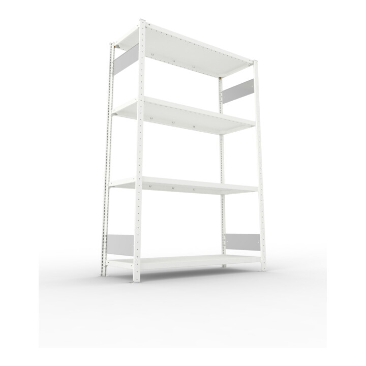 META Steckregal CLIP S3 230 LR 2000 x 1300 x 500 RAL 7035 mit 4 Böden