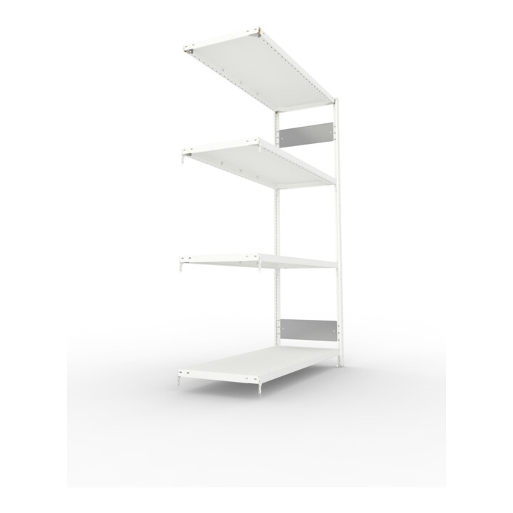META Steckregal CLIP S3 230 LR 2000 x 1300 x 500 RAL 7035 mit 4 Böden