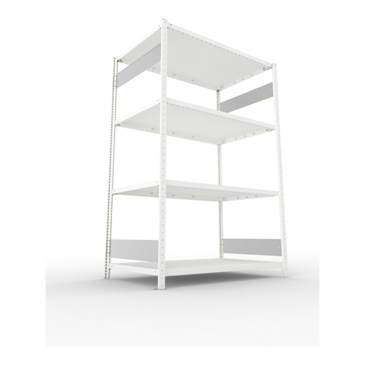 META Steckregal CLIP S3 230 LR 2000 x 1300 x 800 RAL 7035 mit 4 Böden